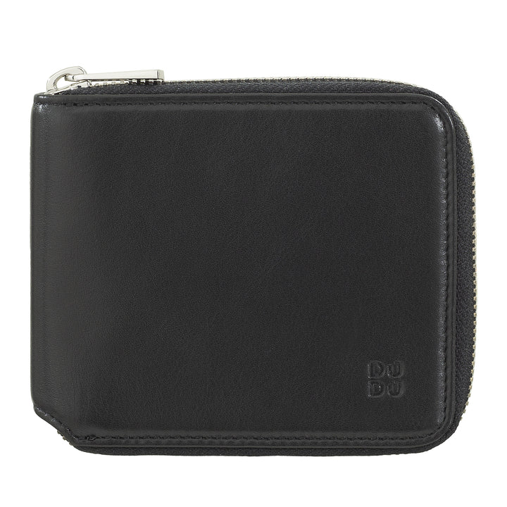 DUDU Men's Wallet Rfid in leather leather with a small external zip zip zip with 6 cards slots