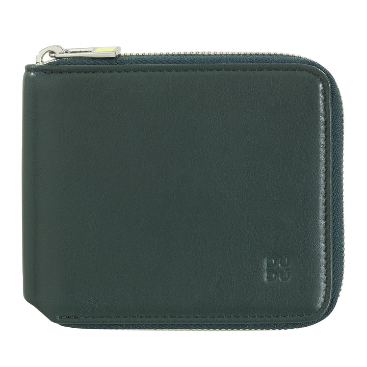 DUDU Men's Wallet Rfid in leather leather with a small external zip zip zip with 6 cards slots