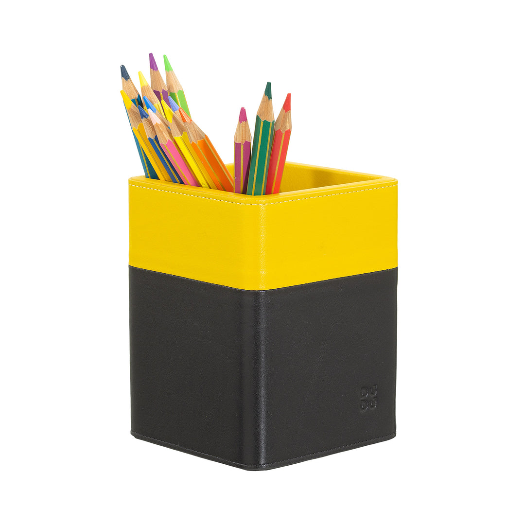 DUDU Design Leather Desk Pen Holder, Office Table Pen Holder, Colored Pencil Holder