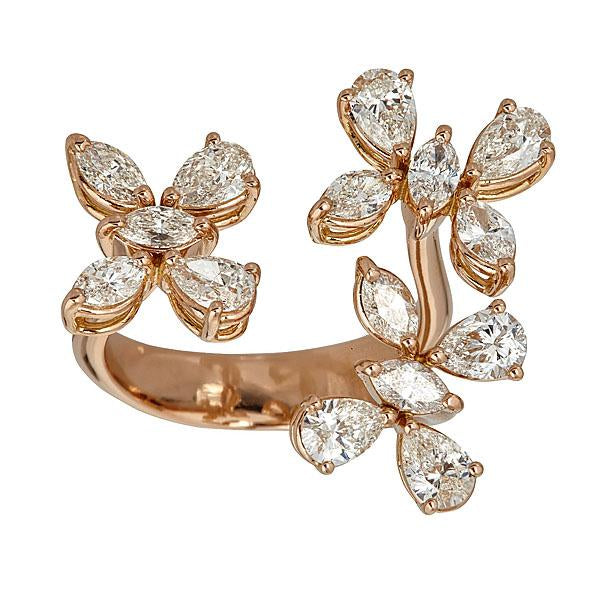 Zydo ring with flying butterflies diamonds rose gold 51904