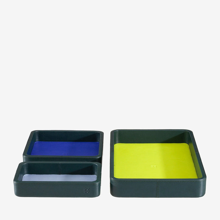 DUDU Set of 3 pcs Leather Pocket Tray, Table Storage Tray Home Desk Office, Key Holder, Coins, Telephone