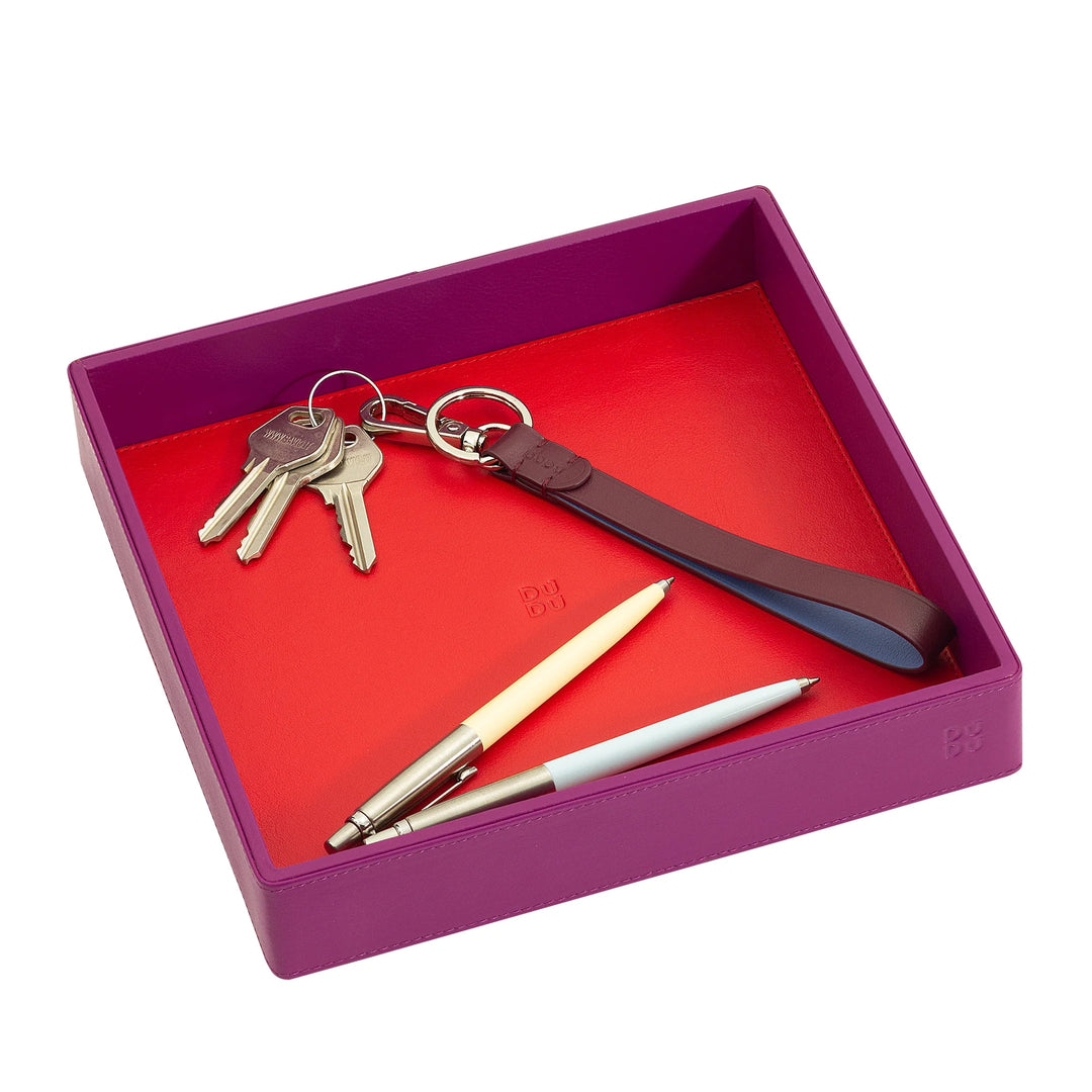 DUDU Entryway Designer Colored Leather Pocket Tray with Gift Box