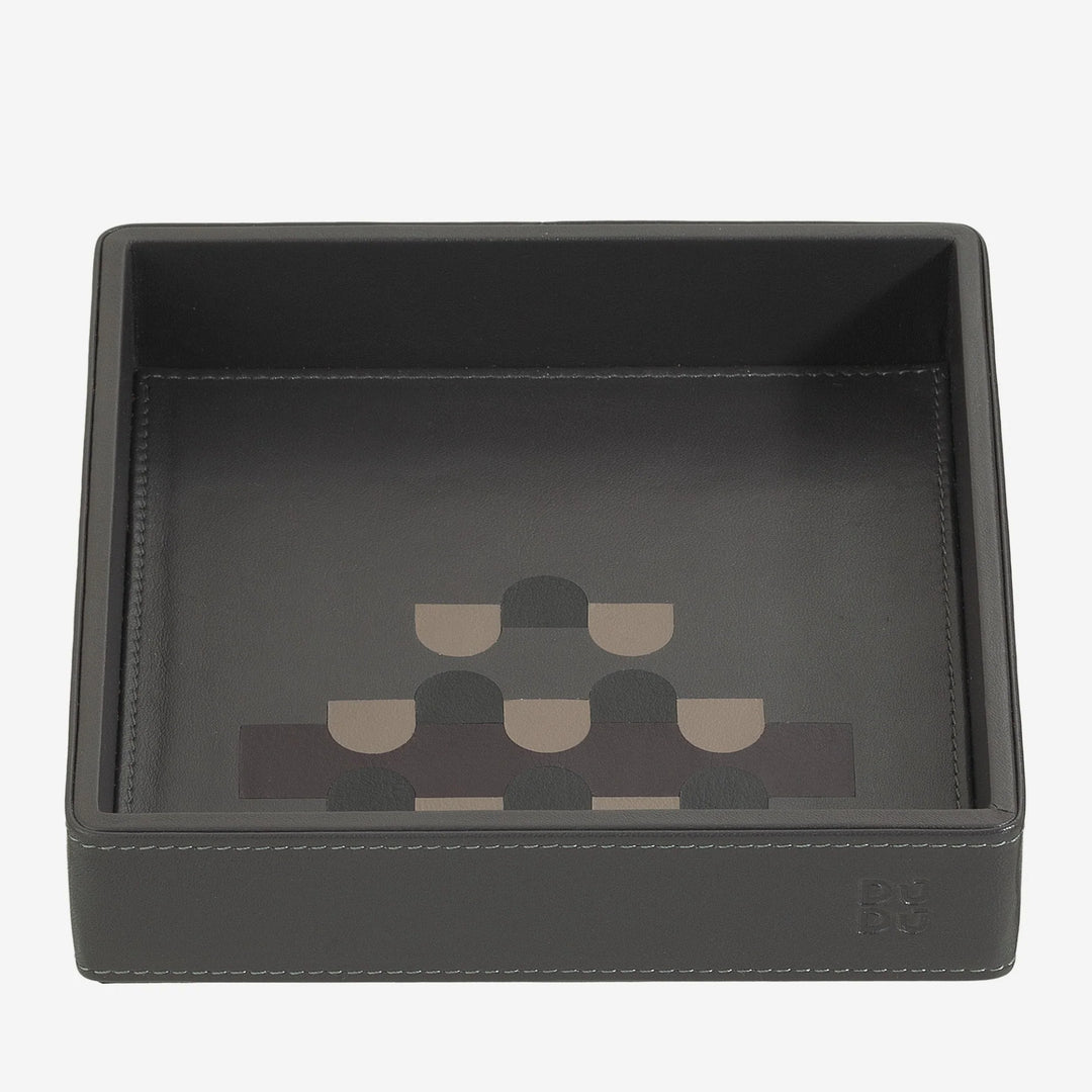 DUDU Entryway Designer Colored Leather Pocket Tray, 14x14cm, with Gift Box