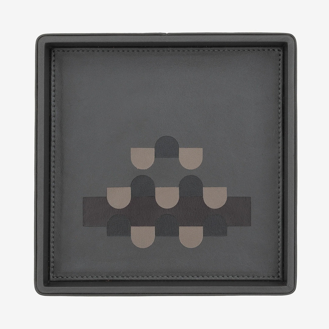 DUDU Entryway Designer Colored Leather Pocket Tray, 14x14cm, with Gift Box