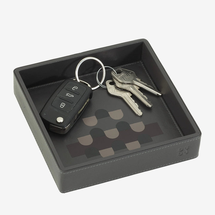 DUDU Entryway Designer Colored Leather Pocket Tray, 14x14cm, with Gift Box