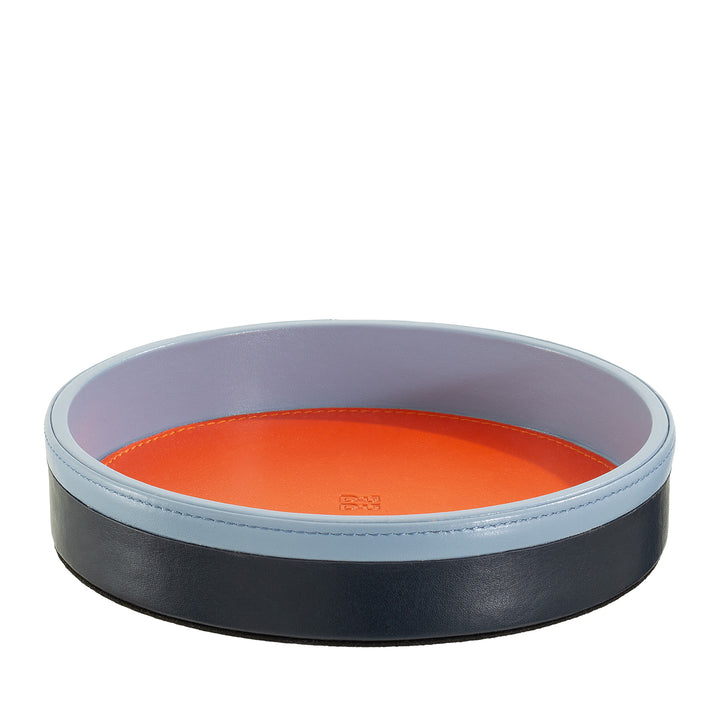 DUDU Empatata from round entrance in leather, small tray of 16cm multicolor design, decorative object of the house