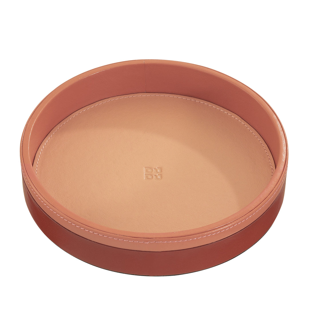 DUDU Empatata from round entrance in leather, small tray of 16cm multicolor design, decorative object of the house