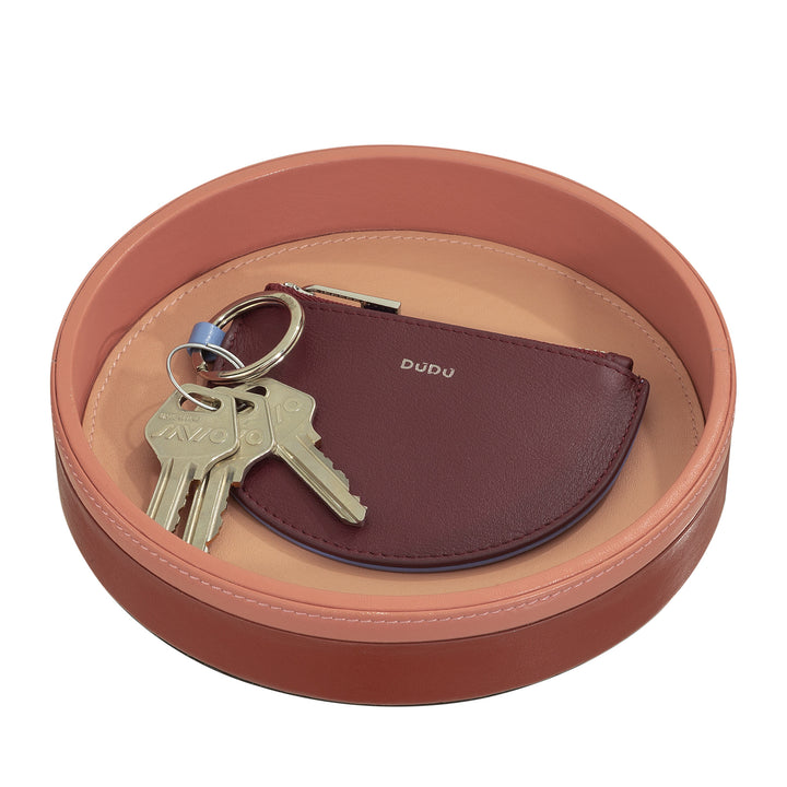 DUDU Empatata from round entrance in leather, small tray of 16cm multicolor design, decorative object of the house