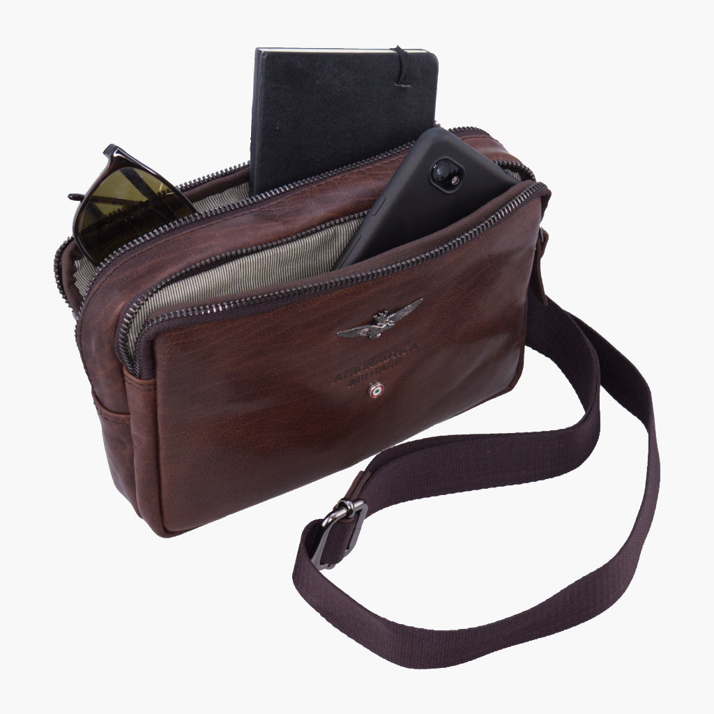 Aeronautica Militare Small Vintage leather shoulder bag AM309-MO