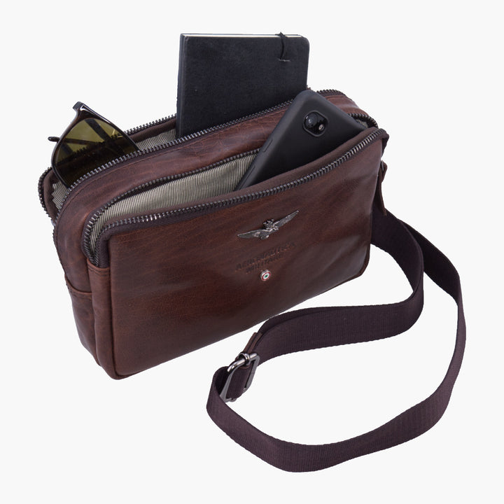 Aeronautica Militare Small Vintage leather shoulder bag AM309-MO