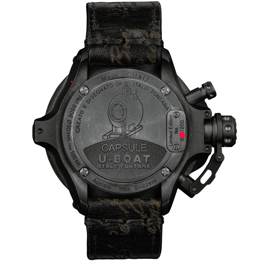 U-Boat orologio Capsule PVD BK BL 50mm edizione limitata automatico acciaio finitura PVD nero 8806 - Capodagli 1937