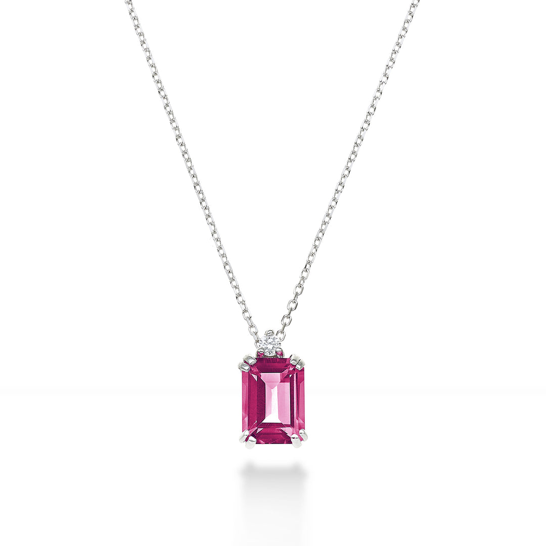 Nihama cl 18k octagonal pink topaz 7x5 ct.1,10 diam. ct.0,025 NPCL090DITPPK2O4