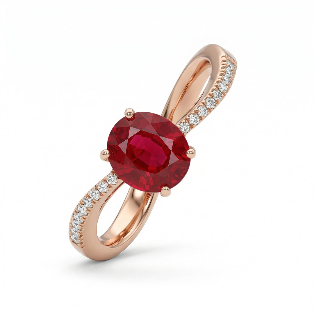 Golay oval ruby ring 5x7 and diamonds ACL013WDIRUR-16180110022