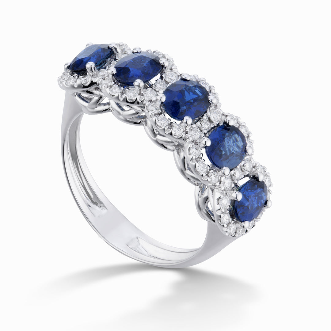Golay ring with 5 5x4 oval sapphires and contour diamonds ACL5123DIZB45-25092110140
