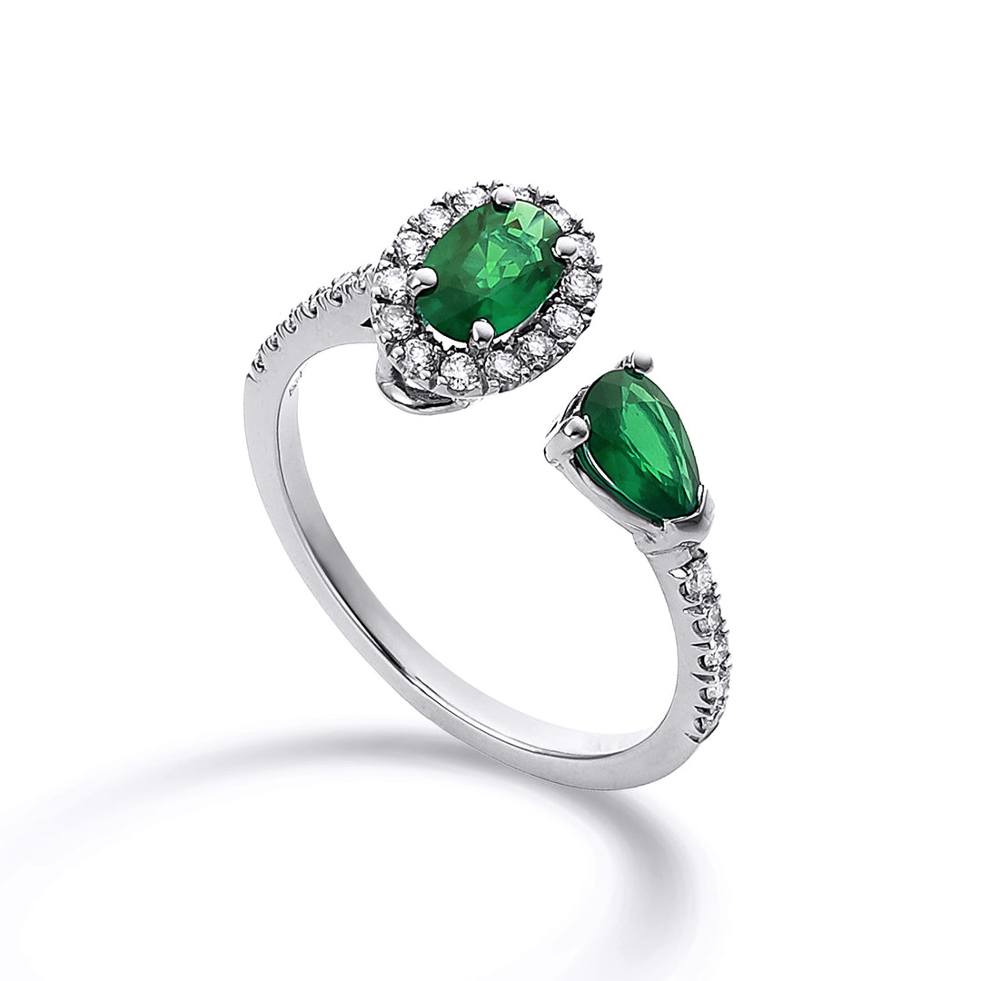 Golay ring with oval emeralds 6x4 and drop 6x4 ACLC300DISM-24198110004