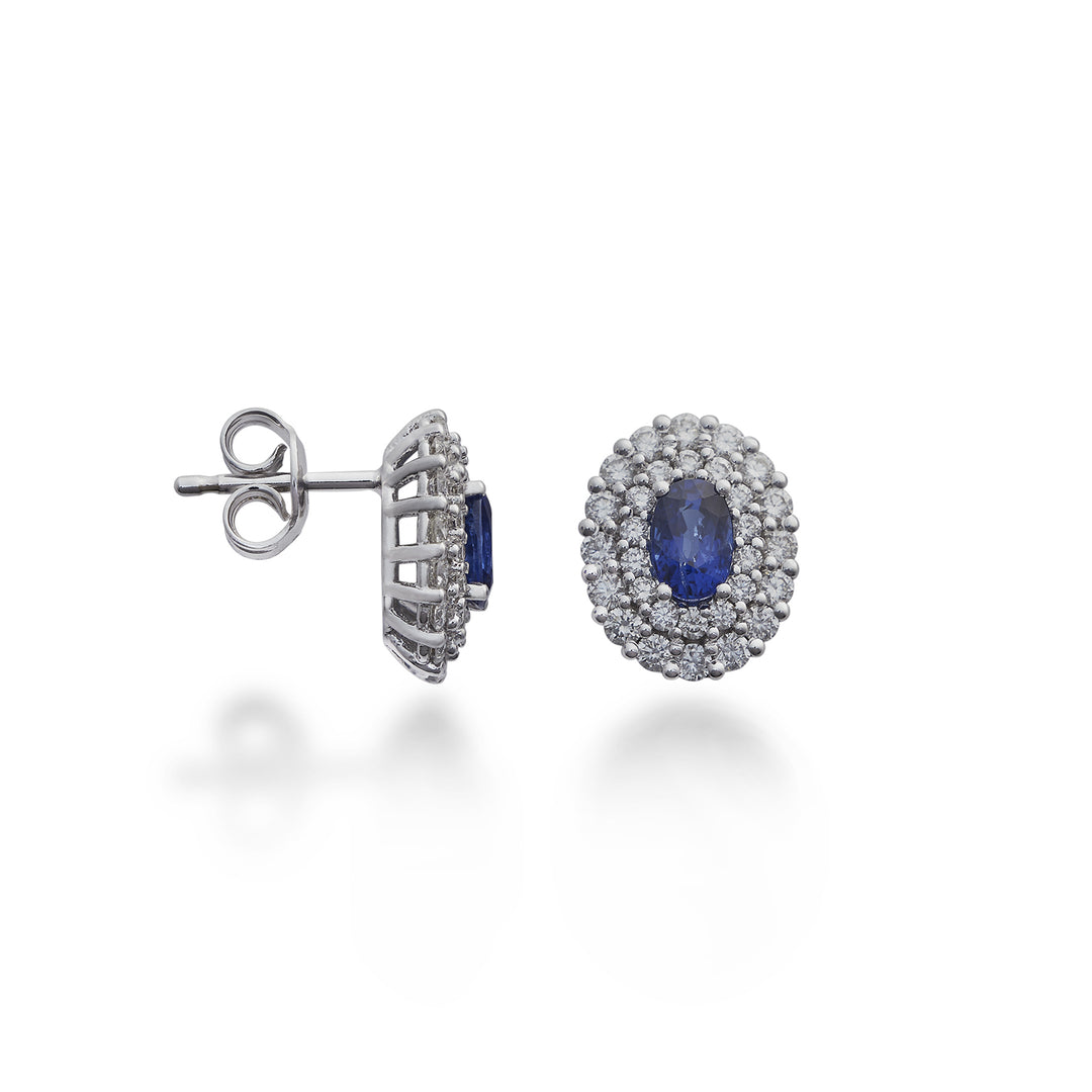 Golay oval sapphire earrings 5x4 double cont. diamonds OCL128DIZB45-22192110071
