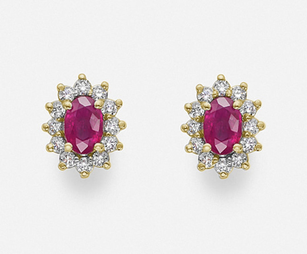 Nihama or 18k ruby ​​n. oval 6x4 ct.0.92 diam. 0.46 ct yellow gold NO5030O1RBN092