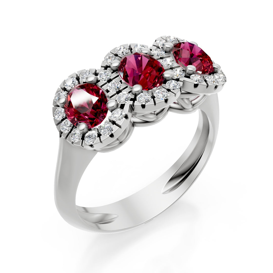 Golay trilogy ring with oval rubies 5x4 with diamonds ACL3124DIRU45-23124110034
