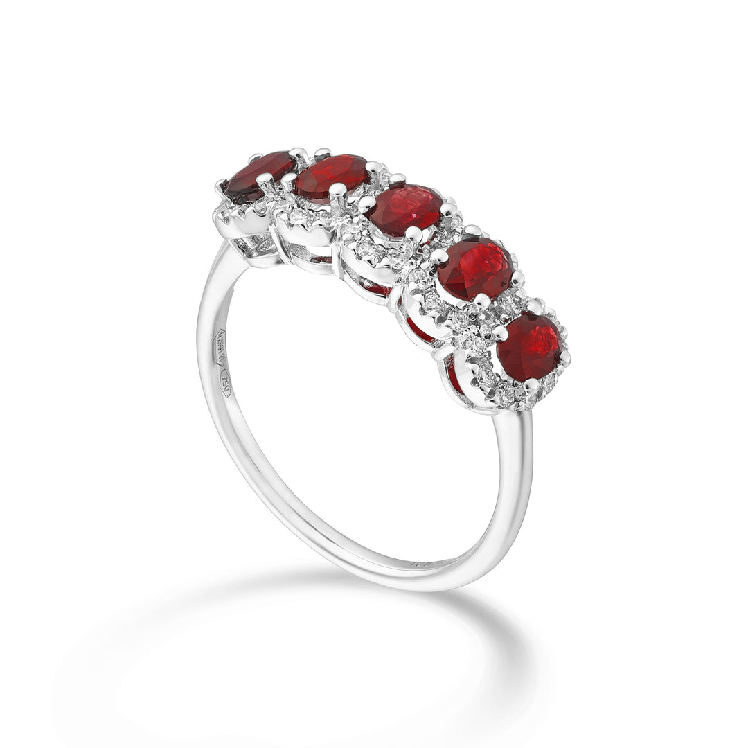 Mikiko an 18k 5 natural ruby ​​stones. oval 4x3 ct. 1.00 diam. ct.0.24 MA5195O4RUN43