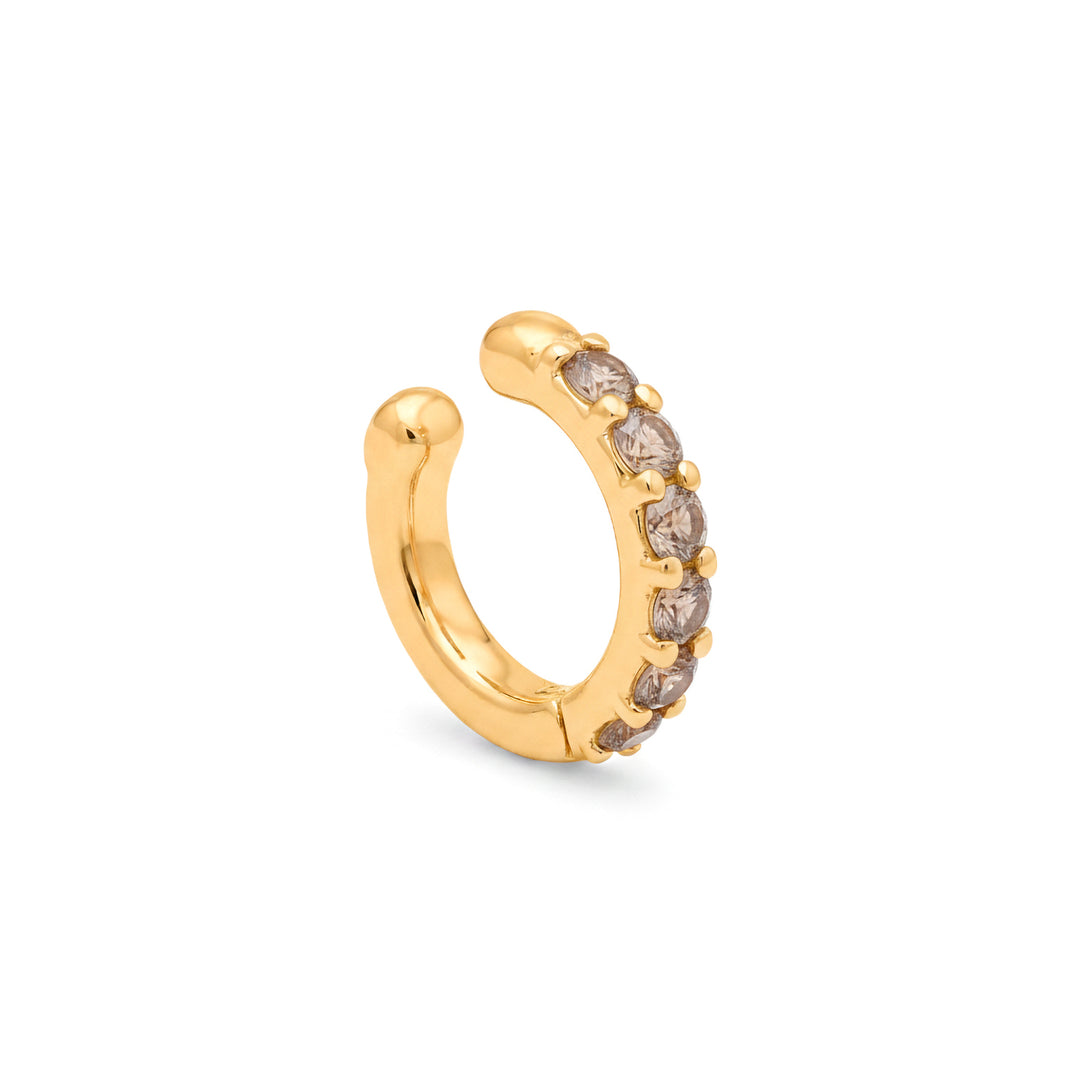Nihama or ear cuff 9kt spring with six brown diamonds, in yellow gold NXDOEC780R1BW028