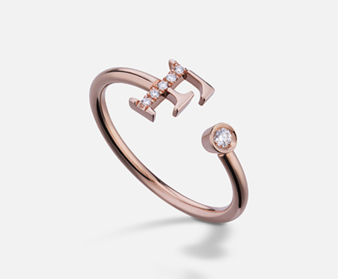 Golay an 9k letter f big rose gold diam. ct.0.06 GAFFD2R3