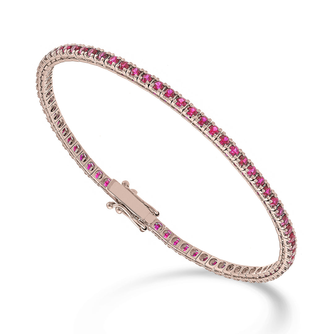 Mikiko br tennis 18k rubies ct.2.30 cm.17.5 rose gold - 80 settings MBTQ220RBRO3