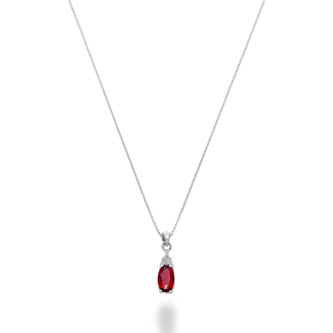Mikiko cl 18k ruby ​​n. 5x3 oval with three diamonds MD5187O4RBN028
