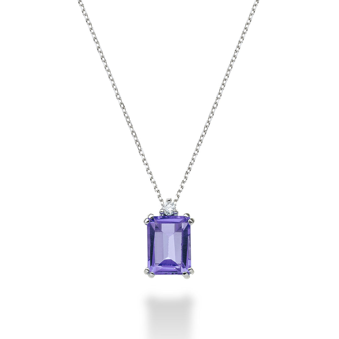 Mikiko cl 18k octagonal amethyst 8x6 ct.1,30 diam. ct.0,03 MPCL090DIAMET3O4