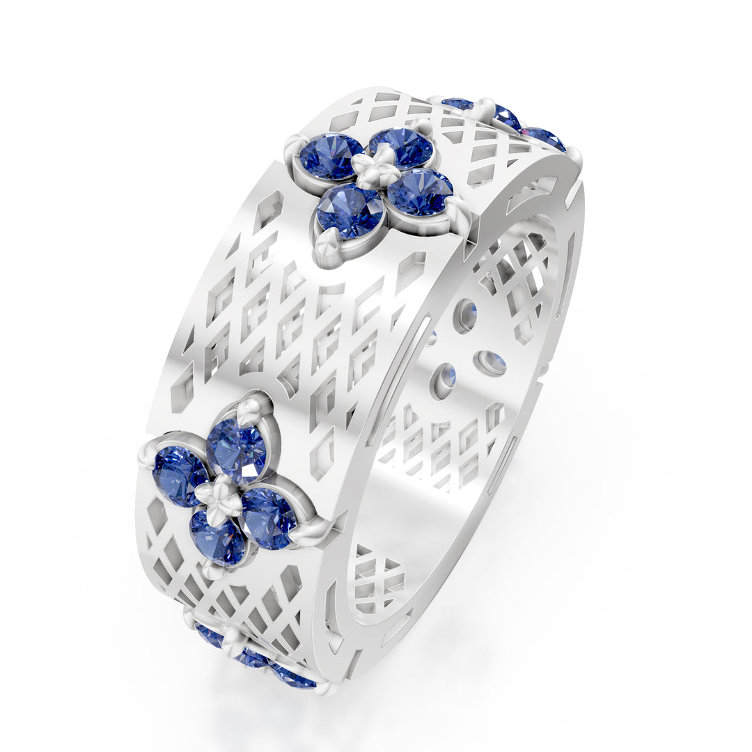 Golay white pierced sapphire satin band ring AFFI03ZBSB