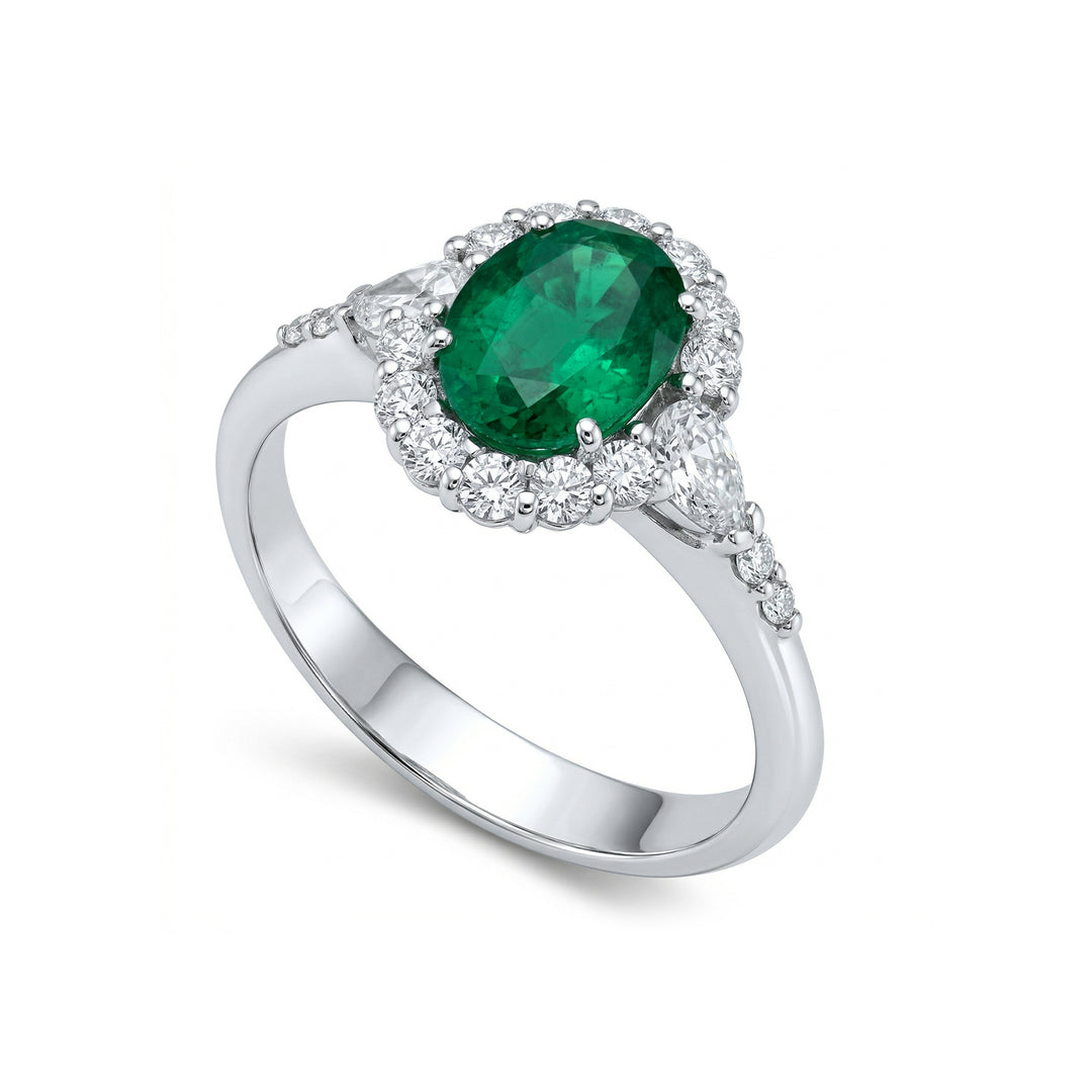 Golay 6x8 oval emerald ring with drops APU226DISM-17338110001