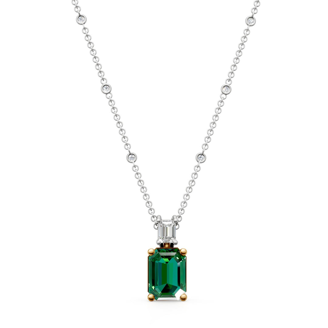 Golay oct emerald pendant 9x7 and emerald counter link PCL465DSM97-25064110253