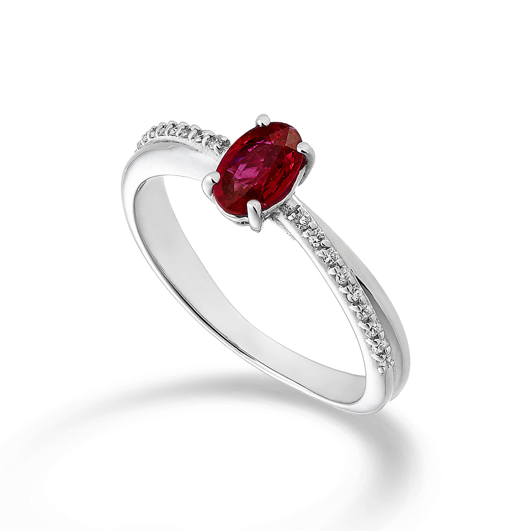 Mikiko an 18k oval ruby ​​6x4 ct.0,40 diam. ct.0.07 MA5103O4RBC