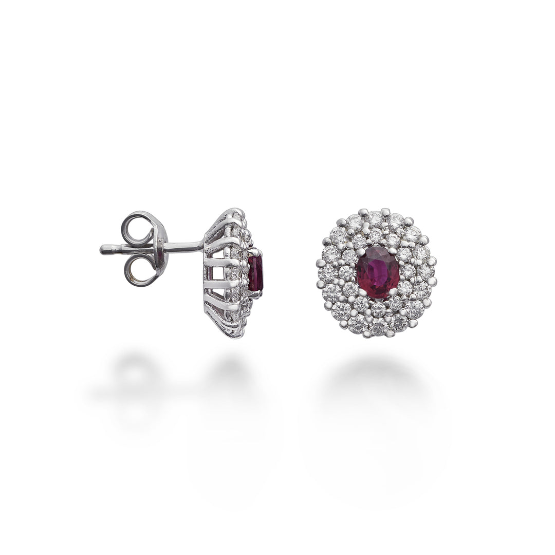 Golay oval ruby ​​earrings 6x4 double cont. diamonds OCL128DIRU64-22172110053