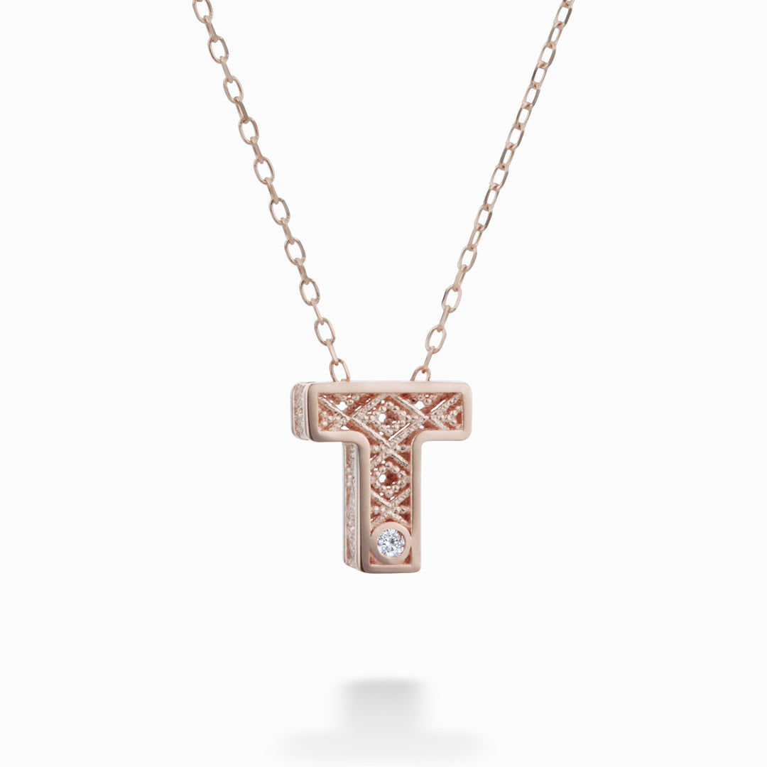 Mikiko cl 18k letter t rose gold diam. ct.0,01 MDLETTO3