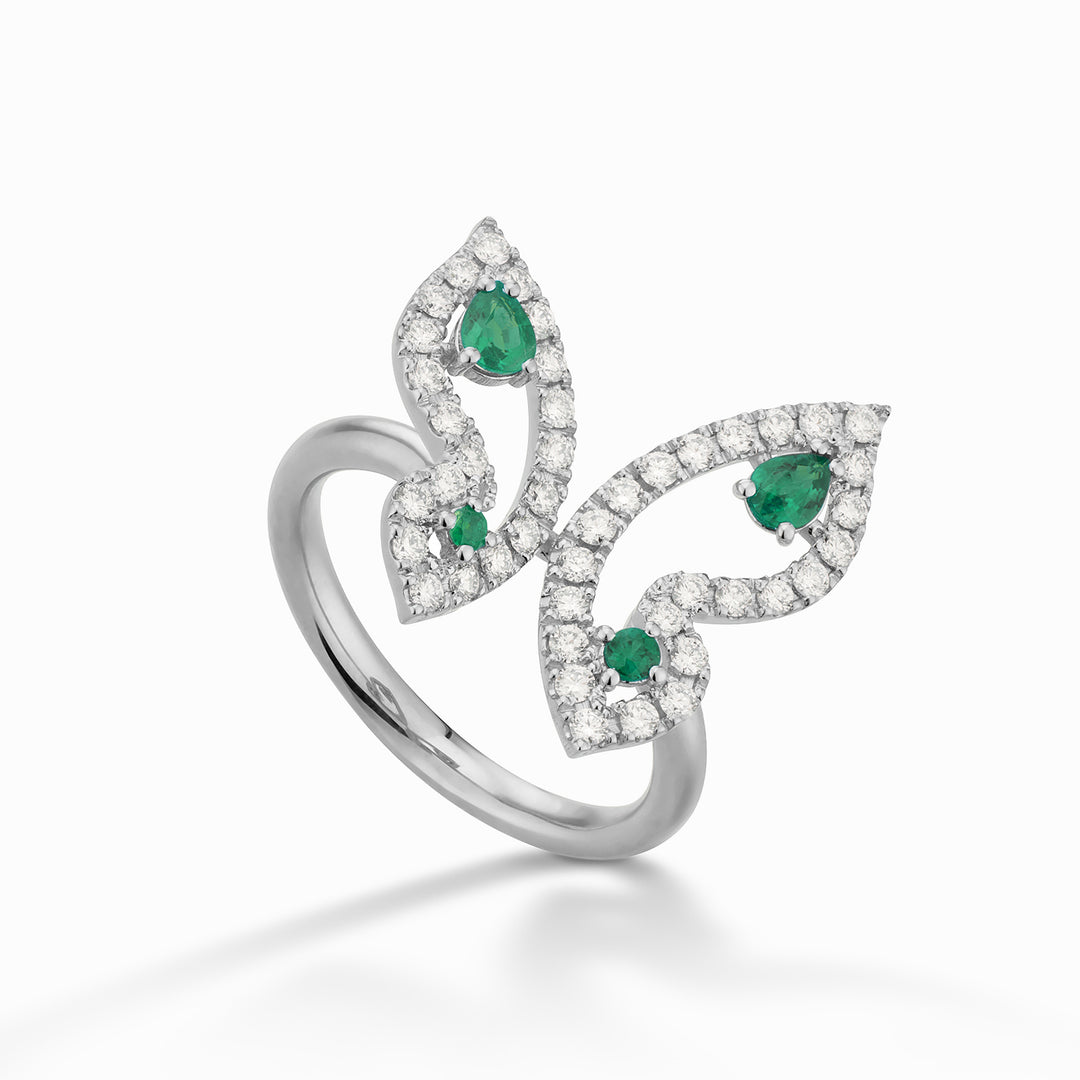 Golay mariposa small butterfly ring with diamonds and emer AFFA009DISM-22259110050
