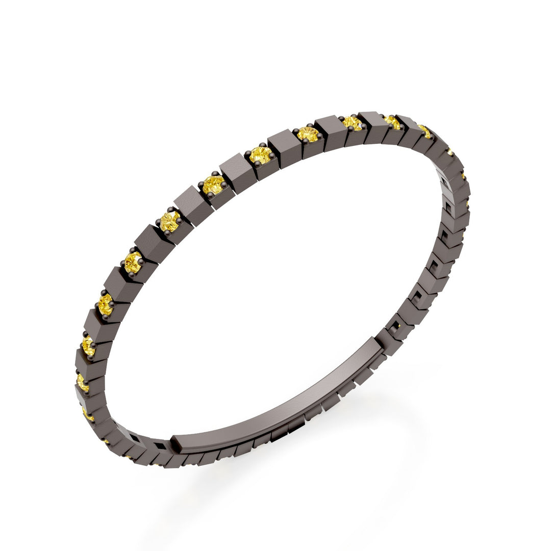X-Diamond brown titanium tennis bracelet lab g.d. fancy yellow alternating with butterfly closure, 18.5cm, second size LXDBRT012ALFYMA-185