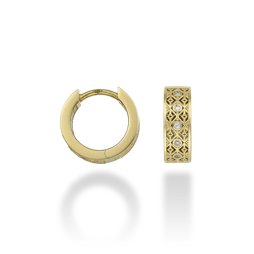 Mikiko or 18k round texture diam. 0.05 ct yellow gold diam. east. 12mm MO5064O1BR005