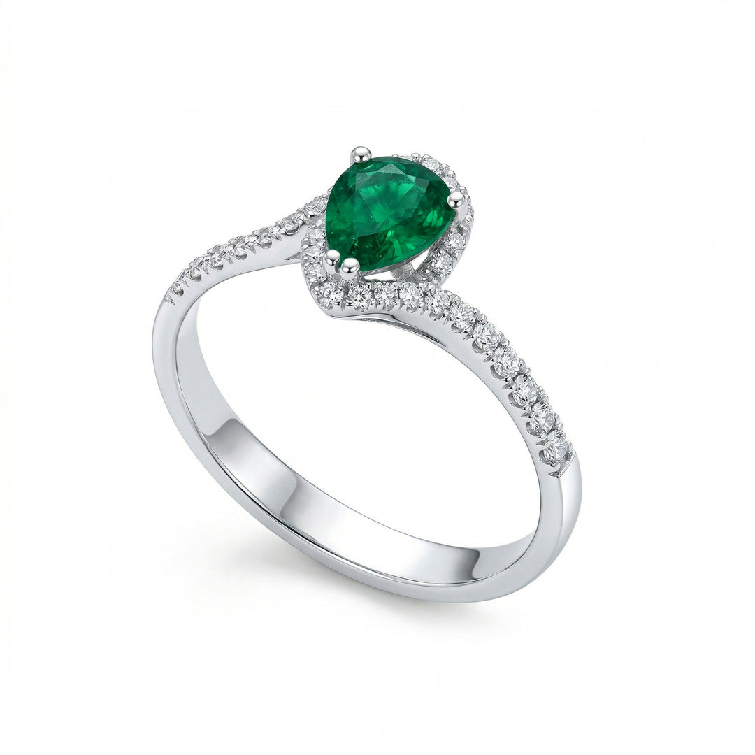 Golay emerald ring drop 7x5 with contour ACLC028WDISM-22158110064