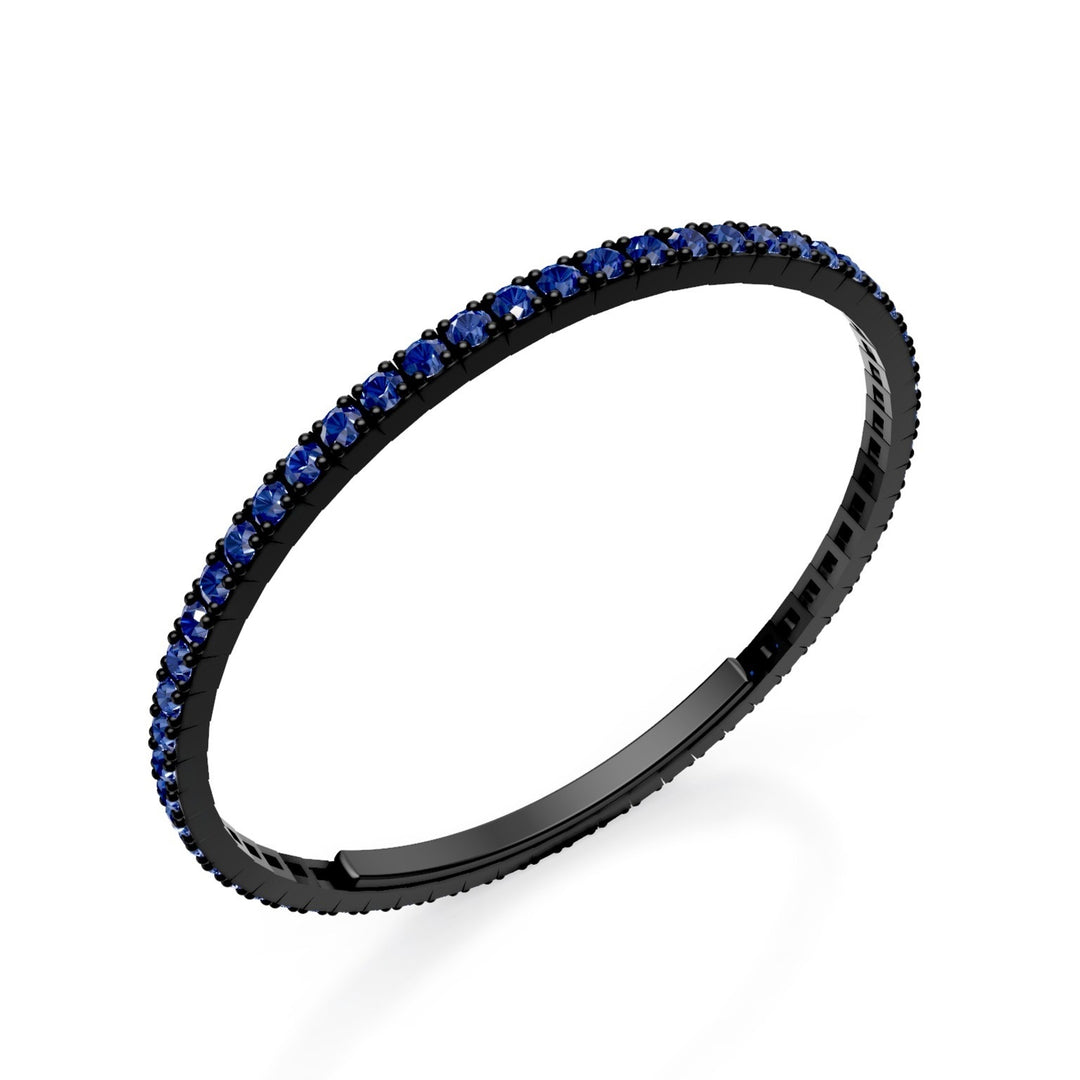 X-Diamond black titanium tennis bracelet set entirely with sapphires, with butterfly clasp, 18cm, third size LXDBRT013ZANE-180