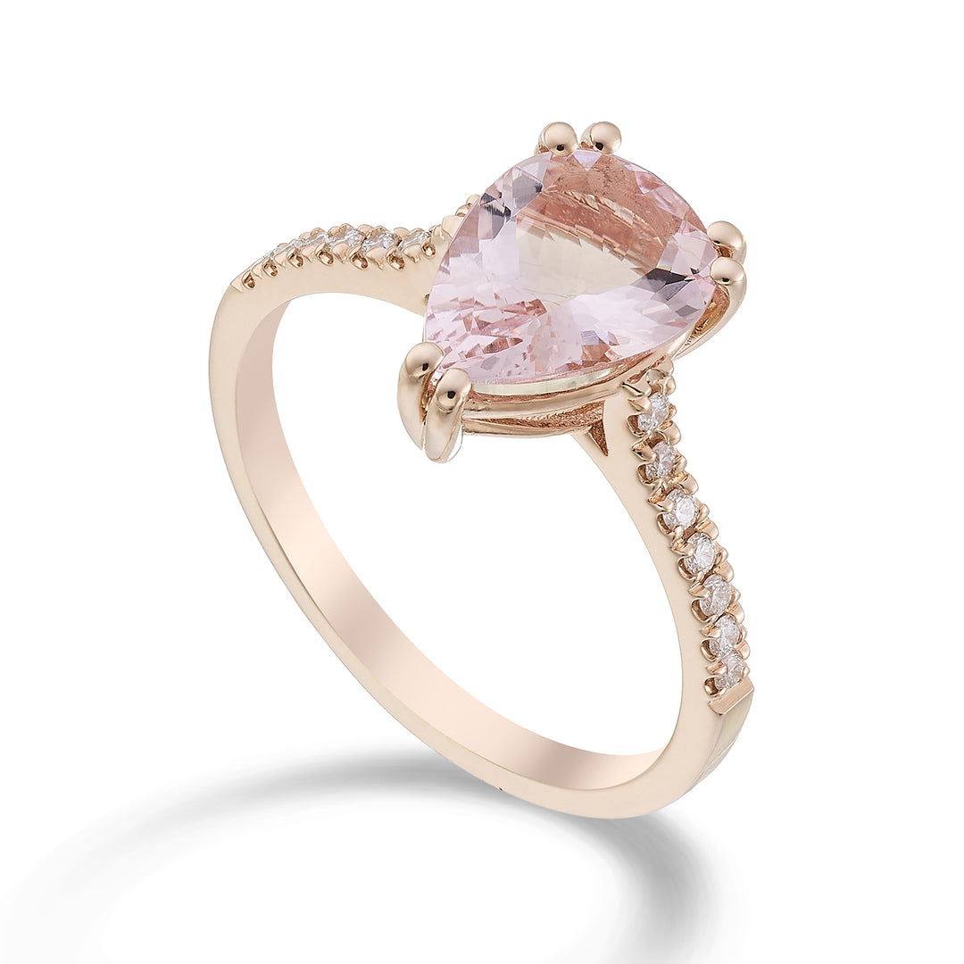 Golay drop morganite ring 10x7 recessed shank ACL195DMO710-23053110047