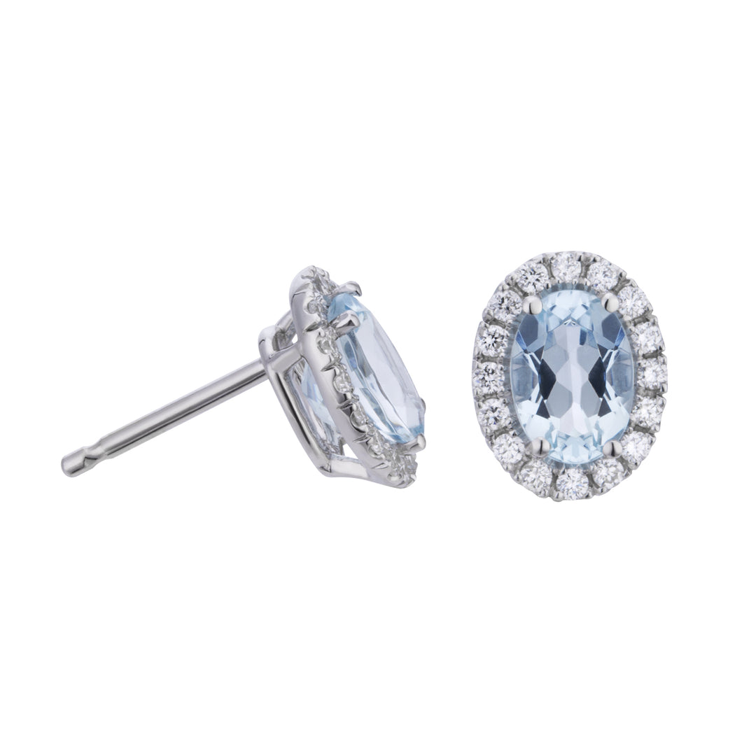 World Diamond Group 7x5 oval aquamarine and diamond earrings OCL070DIAQ3-23165110038