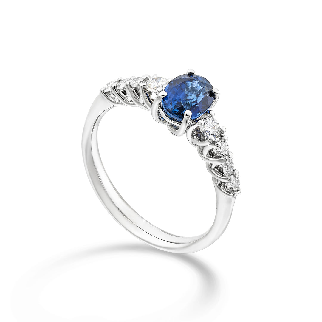 Golay riviera ring with 9 scalars oval sapphire 7x5 and dia AR9S440DZB75-24124110014