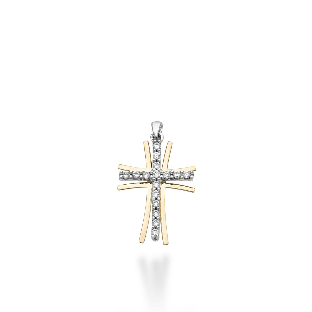 Mikiko pe 18k 0.15 ct white/yellow gold cross 1.7 cm MP5020O7BR015