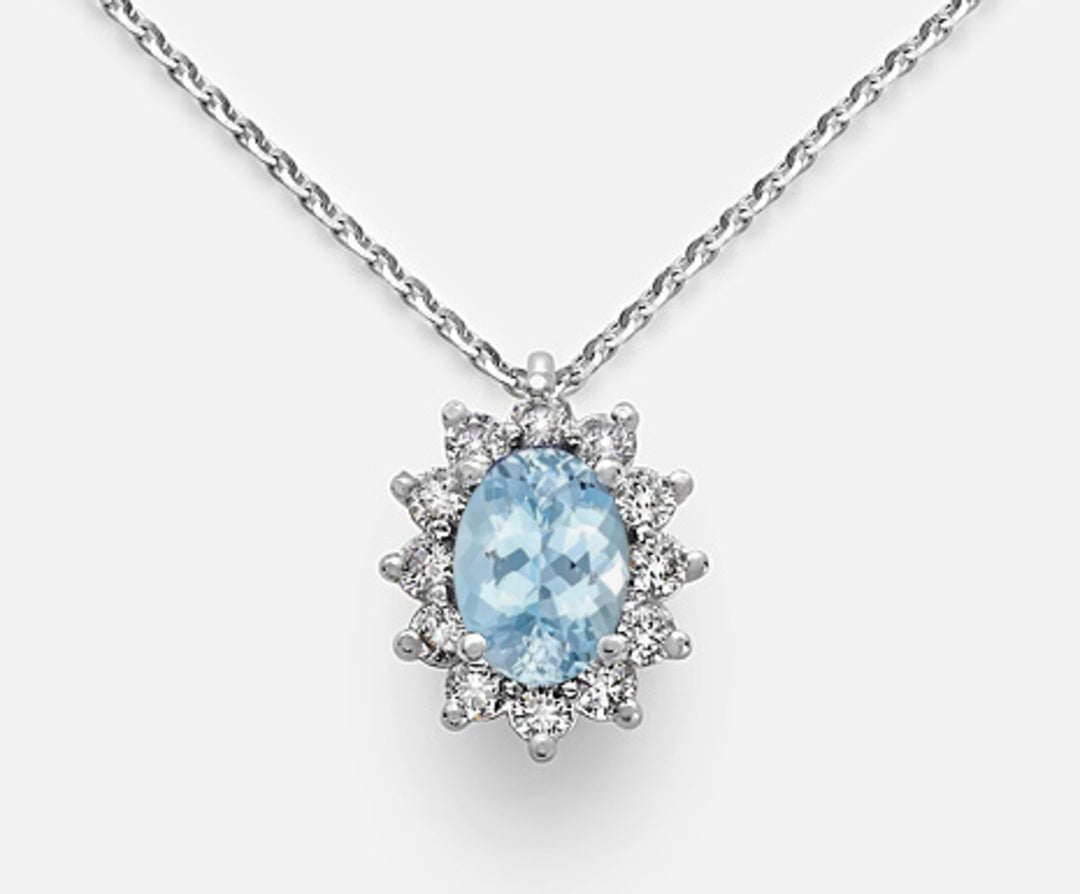 Nihama cl 18k oval aquamarine 7x5 ct.0.50 diam. 0.30 ct ND5048O4AM