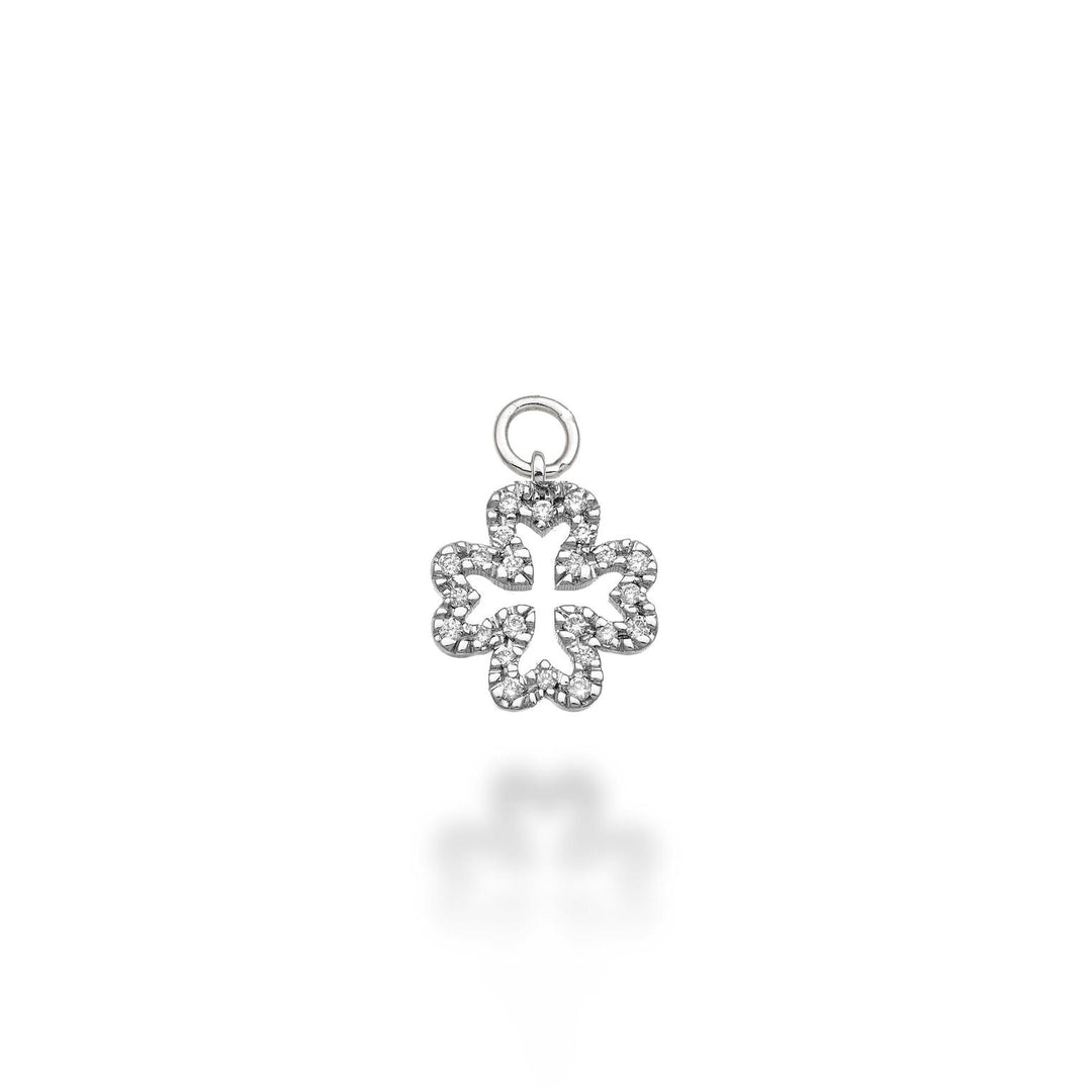 World Diamond Group small four-leaf clover charm 18k ct.0.08 g vs white gold GCH223DIO4