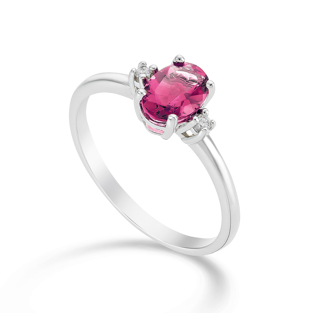 Nihama an 18k oval pink topaz 7x5 ct.0.80 diam. ct.0,03 NA5073O4TPPK