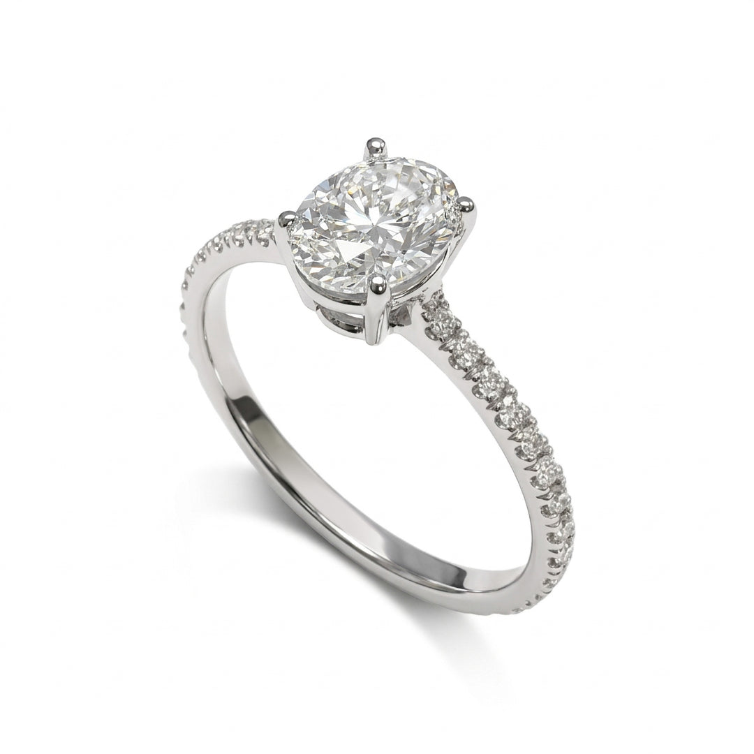Golay oval diamond solitaire ring, recessed shank ASL808D-26014110168