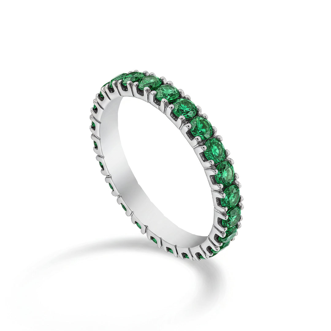 Golay girodito ring with emeralds in white gold size 14 AETL022SM075B-14