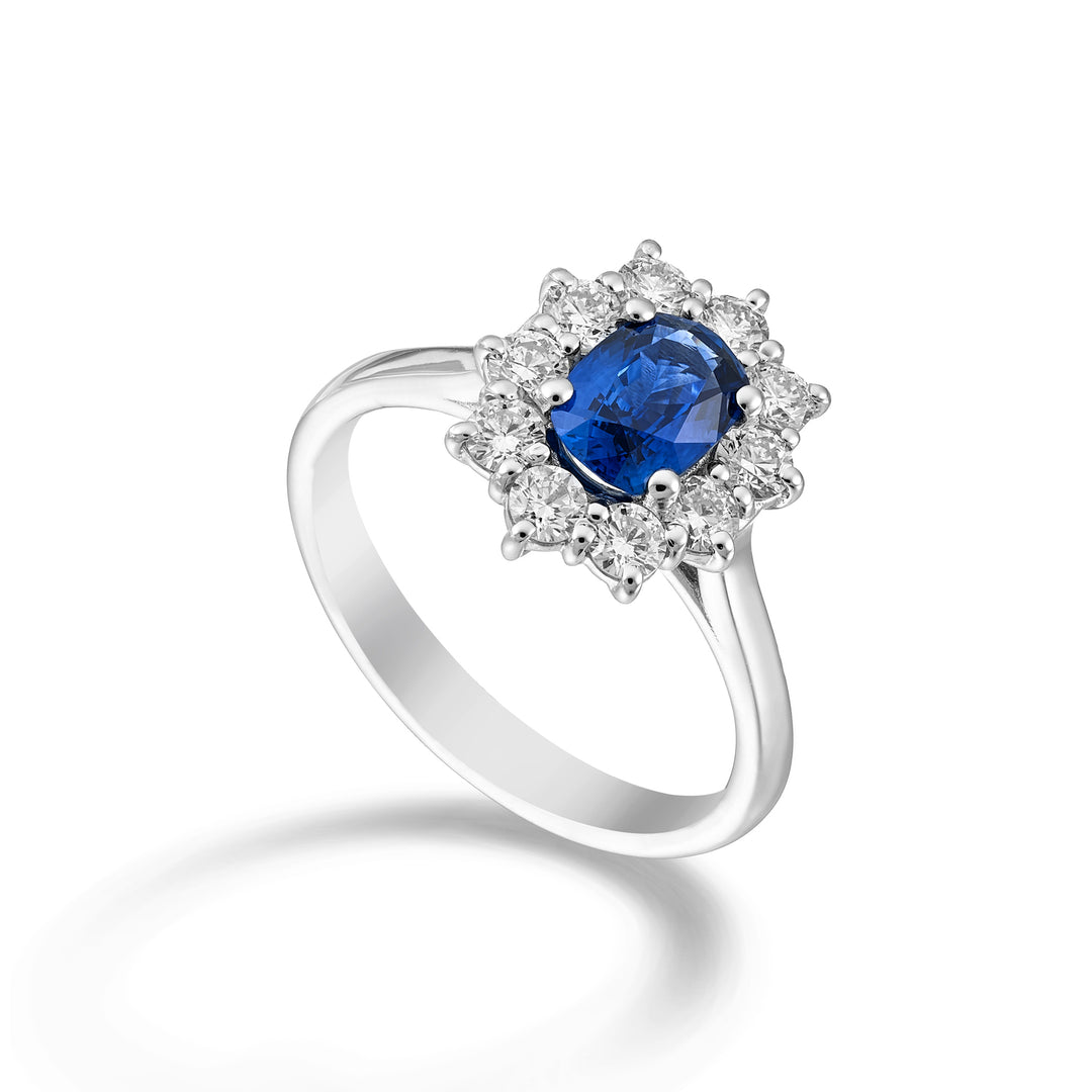 Golay cushion sapphire ring 7x5 and diamonds ACLC487DZB75-24242110017
