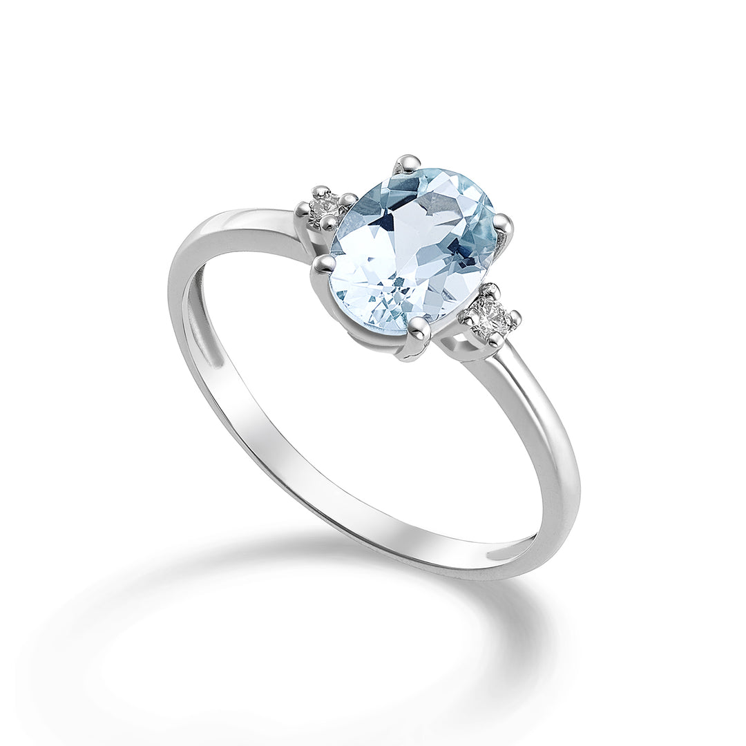 Nihama an 9k oval aquamarine 7x5 ct.0,50 diam. 0.03 ct NA5073R4AM